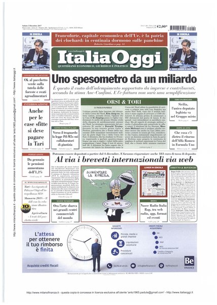 Italia oggi : quotidiano di economia finanza e politica